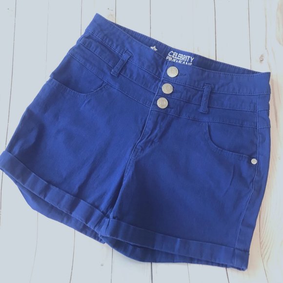 Celebrity Pink Pants - High Rise Cuffed Button Front Denim Shorts SZ 7